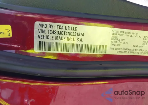 2022 Dodge Durango R/T Awd from USA, damaged, VIN 1C4SDJCT4NC221874